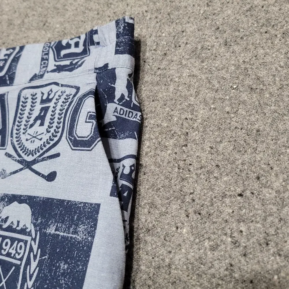 Adidas Golf Shorts Men 2XL XXL Blue Printed Shorts Sports Performance AOP Preppy